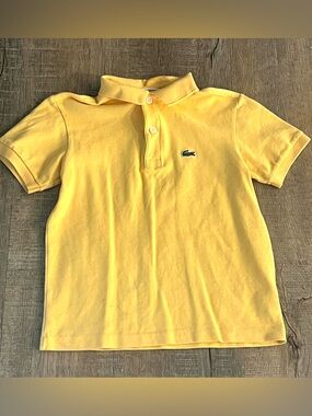Lacoste boys 8 Kids Bright Yellow Short Sleeve Polo shirt alligator logo